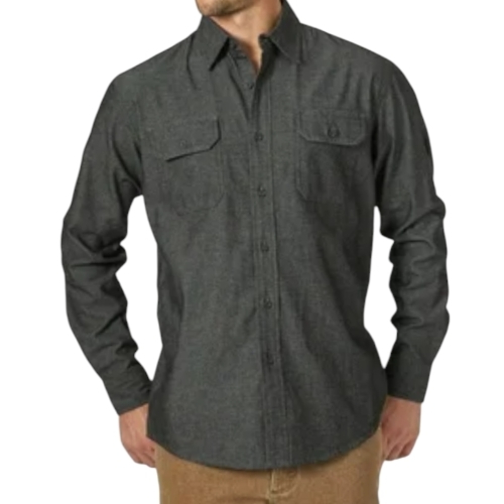 Wrangler Men's Dark Gray Denim Casual Button Down Shirt